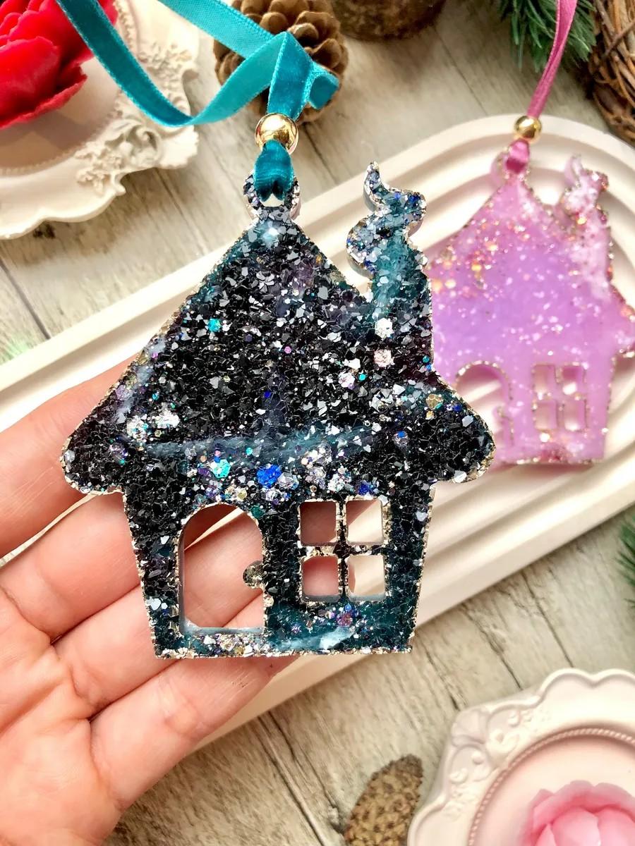 Кристаллический молд новогодняя игрушка дом